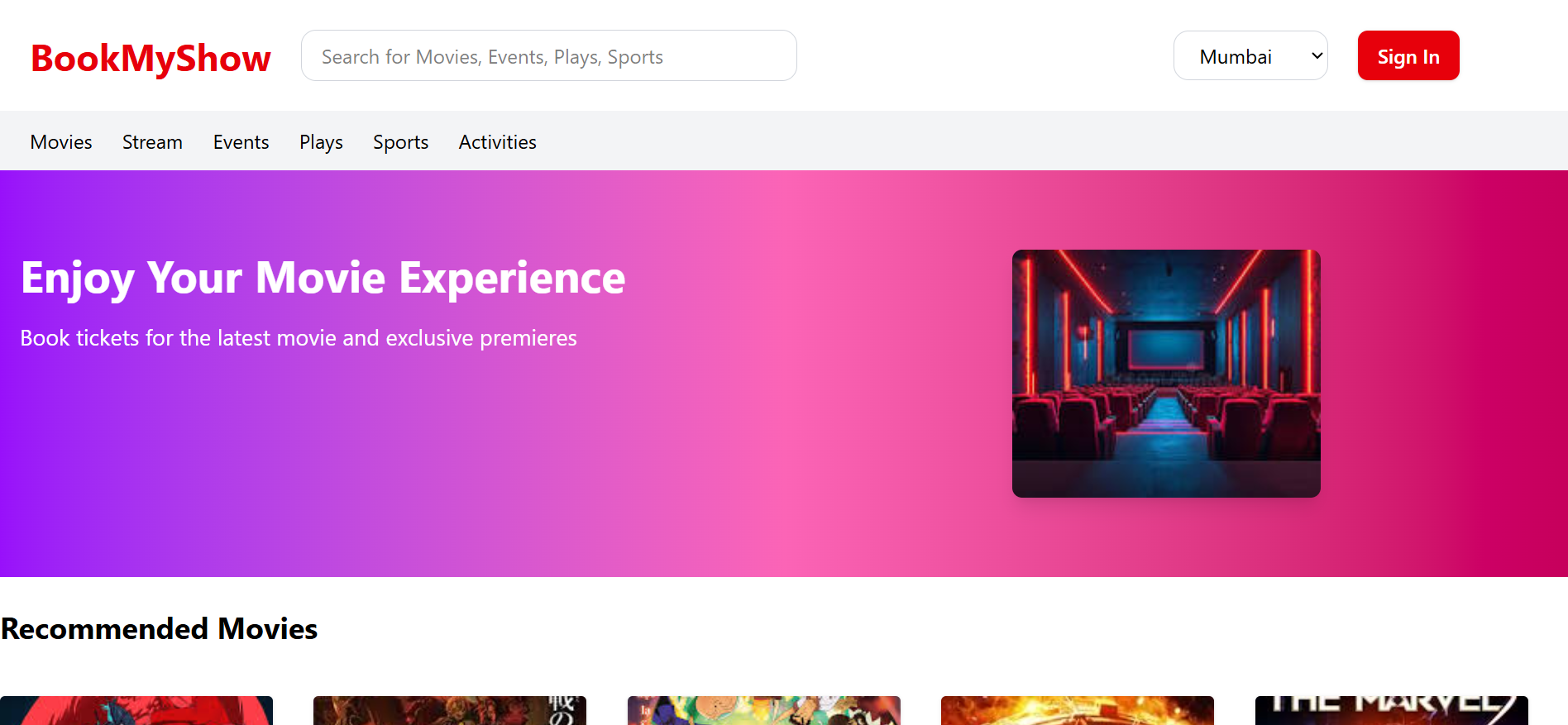 BookMyShow Clone
